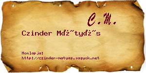 Czinder Mátyás névjegykártya